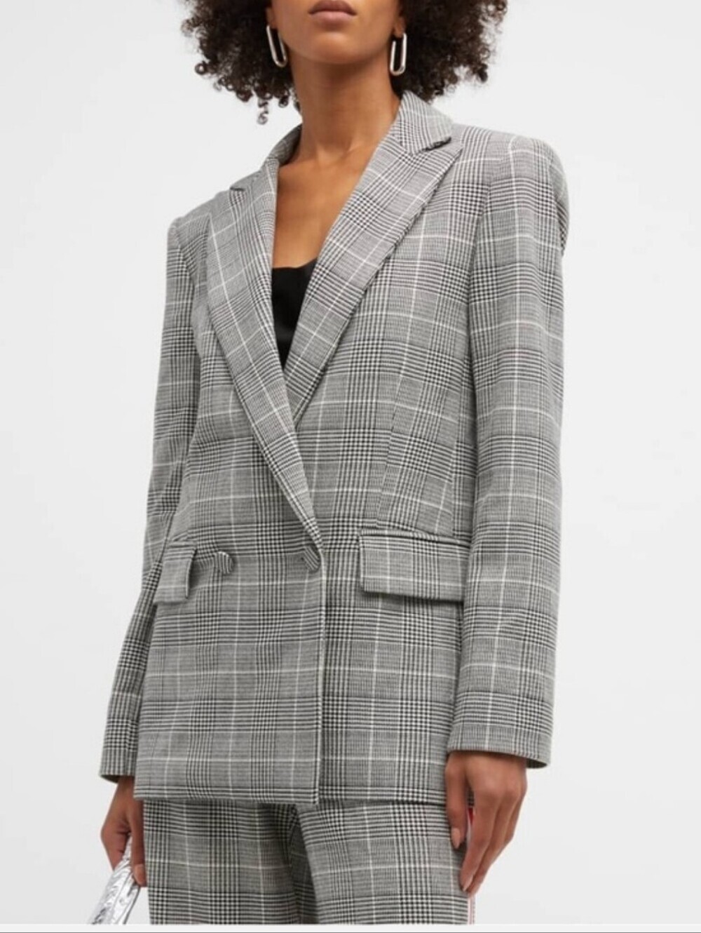 ALICE + OLIVIA Arias Plaid Double-Breasted Blazer